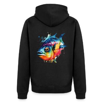 Watercolor Piranha Colorful Freshwater Fishing Out - Unisex Premium Organic Zip Hoodie - black - Back - Nico (187cm)