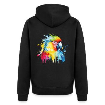 Watercolor Red Macaw Parrot Colorful Bird Lovers - Unisex Premium Bio Zip Hoodie - Schwarz - Hinten - Nico (187cm)
