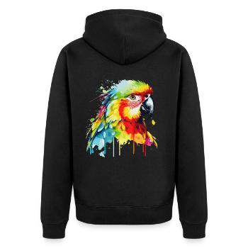 Watercolor Red Macaw Parrot Colorful Bird Lovers - Unisex Premium Bio Zip Hoodie - Schwarz - Hinten - Nico (187cm)
