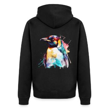 Watercolor Penguin Cute Colorful Penguins Lover - Unisex Premium Organic Zip Hoodie - black - Back - Nico (187cm)