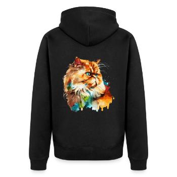 Aquarelle Chat Persan Coloré Chats Persans Amoureux - Veste à capuche bio Premium Unisexe - noir - Dos - Nico (187cm)