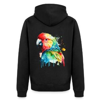 Watercolor Red Macaw Parrot Colorful Bird Lovers - Unisex Premium Bio Zip Hoodie - Schwarz - Hinten - Nico (187cm)