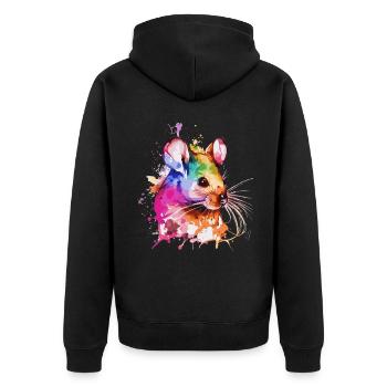 Watercolor Mouse Cute Colorful Pet Mouse Rodent Lo - Unisex Premium Organic Zip Hoodie - black - Back - Nico (187cm)