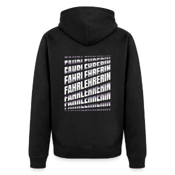 Fahrschule Spruch Fahrlehrerin - Unisex Premium Bio Zip Hoodie - Schwarz - Hinten - Nico (187cm)