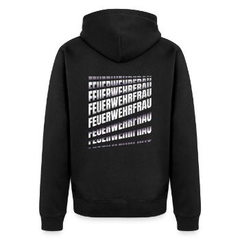 Feuerwehr Spruch Feuerwehrfrau - Unisex Premium Bio Zip Hoodie - Schwarz - Hinten - Nico (187cm)