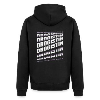 Apotheker Spruch Drogistin - Unisex Premium Bio Zip Hoodie - Schwarz - Hinten - Nico (187cm)