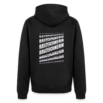 Ingenieur Spruch Bauzeichnerin - Unisex Premium Bio Zip Hoodie - Schwarz - Hinten - Nico (187cm)