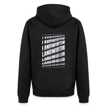 Bauern Spruch Landwirtin - Unisex Premium Bio Zip Hoodie - Schwarz - Hinten - Nico (187cm)
