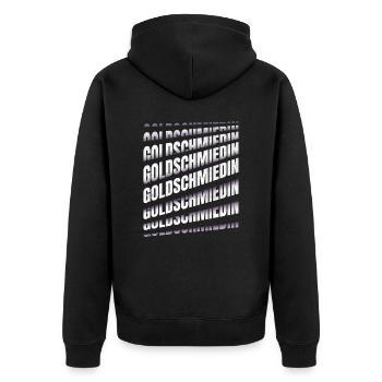 Juwelier Spruch Goldschmiedin - Unisex Premium Bio Zip Hoodie - Schwarz - Hinten - Nico (187cm)