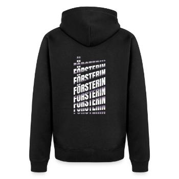 Forstwirt Spruch Försterin - Unisex Premium Bio Zip Hoodie - Schwarz - Hinten - Nico (187cm)