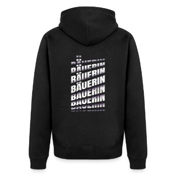 Bauern Spruch Landwirtin Bäuerin - Unisex Premium Bio Zip Hoodie - Schwarz - Hinten - Nico (187cm)