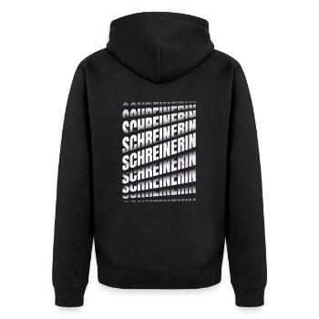 Schreiner Spruch Schreinerin - Unisex Premium Bio Zip Hoodie - Schwarz - Hinten - Nico (187cm)