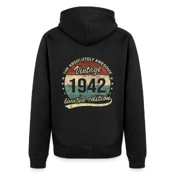 Génial depuis le design d’anniversaire rétro vintage 1942 - Veste à capuche bio Premium Unisexe - noir - Dos - Nico (187cm)