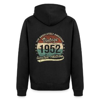 Awesome Since Vintage 1952 Retro Birthday Design - Unisex Premium Organic Zip Hoodie - black - Back - Nico (187cm)