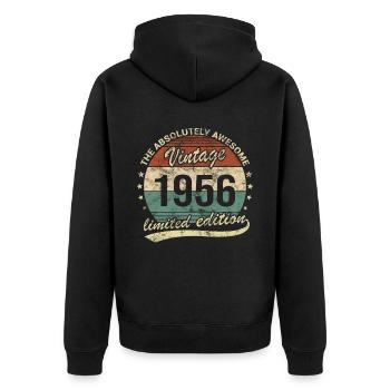 Awesome Since Vintage 1956 Retro Birthday Design - Unisex Premium Organic Zip Hoodie - black - Back - Nico (187cm)