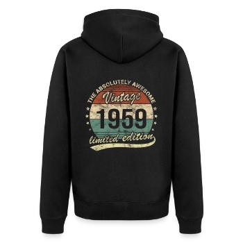 Génial depuis le design d’anniversaire rétro vintage 1959 - Veste à capuche bio Premium Unisexe - noir - Dos - Nico (187cm)