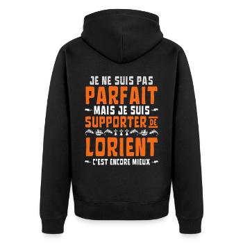 Pas Parfait mais Supporter de Lorient Football - Veste à capuche bio Premium Unisexe - noir - Dos - Nico (187cm)