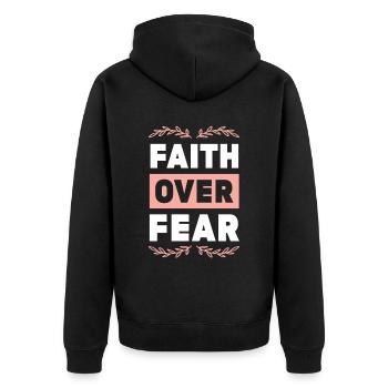 La foi biblique sur la peur - Veste à capuche bio Premium Unisexe - noir - Dos - Nico (187cm)