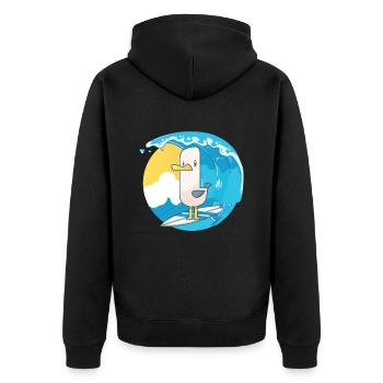 Surfende Möwe Süß Vogel Kinder - Unisex Premium Bio Zip Hoodie - Schwarz - Hinten - Nico (187cm)