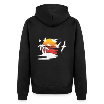 Insel Möwe Süß Vogel Kinder - Unisex Premium Bio Zip Hoodie - Schwarz - Hinten - Nico (187cm)