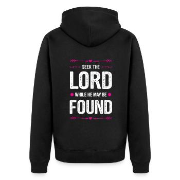 God Bible Proverb - Unisex Premium Organic Zip Hoodie - black - Back - Nico (187cm)