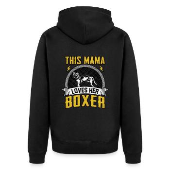 This mama loves her boxer - Unisex Premium Bio Zip Hoodie - Schwarz - Hinten - Nico (187cm)