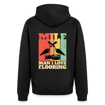 Bodenleger Fliesenleger Man I Love Flooring - Unisex Premium Bio Zip Hoodie - Schwarz - Hinten - Nico (187cm)