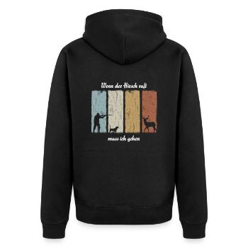 Quand le cerf appelle - drôle de chasseur - Veste à capuche bio Premium Unisexe - noir - Dos - Nico (187cm)