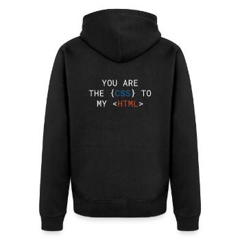 You are the CSS for my HTML Cute - Unisex Premium Organic Zip Hoodie - black - Back - Nico (187cm)