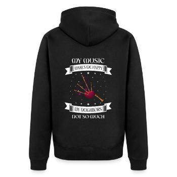 Bagpipes for pipers and Scots - Unisex Premium Organic Zip Hoodie - black - Back - Nico (187cm)