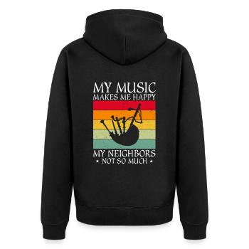 Scotsman Zitat für Dudelsackmusiker und Dudelsack - Unisex Premium Bio Zip Hoodie - Schwarz - Hinten - Nico (187cm)
