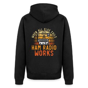 Quand tout le reste échoue La radio amateur fonctionne - Veste à capuche bio Premium Unisexe - noir - Dos - Nico (187cm)