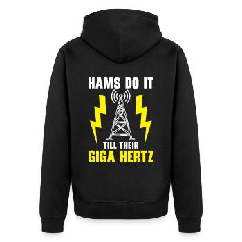 Hams Do It Till Their Giga Hertz Ham Radio - Unisex Premium Bio Zip Hoodie - Schwarz - Hinten - Nico (187cm)