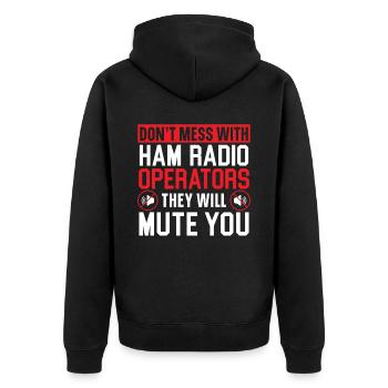 Ne plaisantez pas avec les radioamateurs - Veste à capuche bio Premium Unisexe - noir - Dos - Nico (187cm)