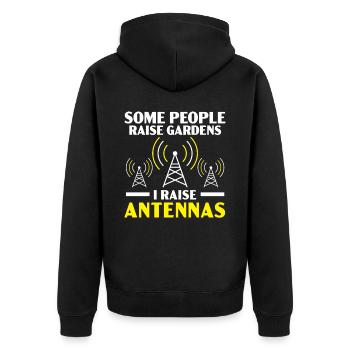 Manche Leute bauen Gärten auf Ich baue Antennen au - Unisex Premium Bio Zip Hoodie - Schwarz - Hinten - Nico (187cm)