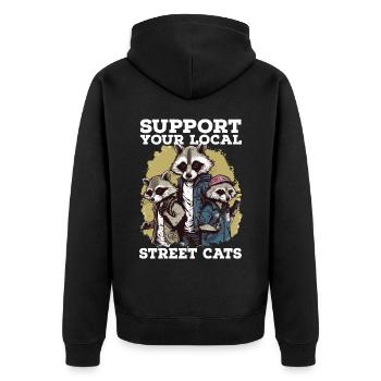 Soutenez votre chat de rue local Opossum de raton laveur - Veste à capuche bio Premium Unisexe - noir - Dos - Nico (187cm)