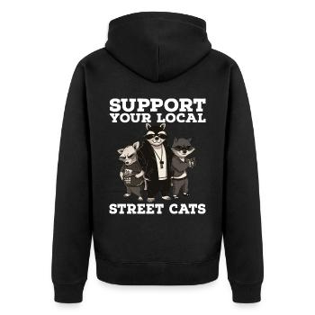 Soutenez votre chat de rue local Opossum de raton laveur - Veste à capuche bio Premium Unisexe - noir - Dos - Nico (187cm)
