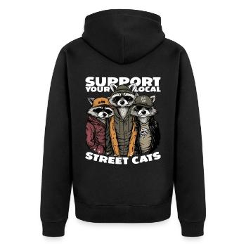 Soutenez votre chat de rue local Opossum de raton laveur - Veste à capuche bio Premium Unisexe - noir - Dos - Nico (187cm)