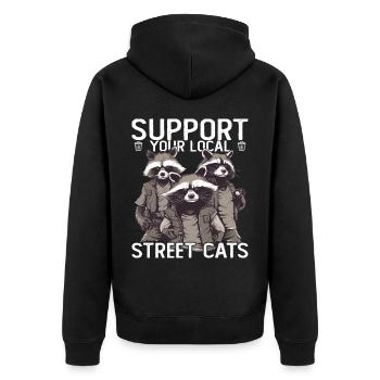 Soutenez votre chat de rue local Opossum de raton laveur - Veste à capuche bio Premium Unisexe - noir - Dos - Nico (187cm)