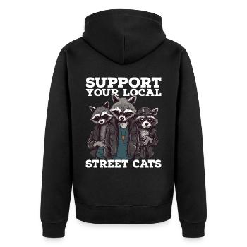 Soutenez votre chat de rue local Opossum de raton laveur - Veste à capuche bio Premium Unisexe - noir - Dos - Nico (187cm)