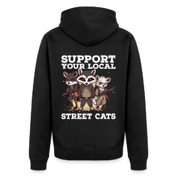 Soutenez votre chat de rue local Opossum de raton laveur - Veste à capuche bio Premium Unisexe - noir - Dos - Nico (187cm)