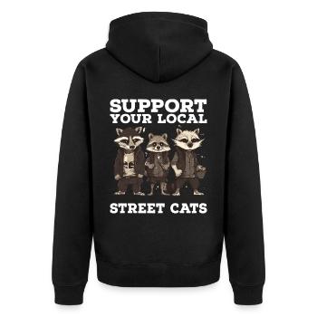 Soutenez votre chat de rue local Opossum de raton laveur - Veste à capuche bio Premium Unisexe - noir - Dos - Nico (187cm)