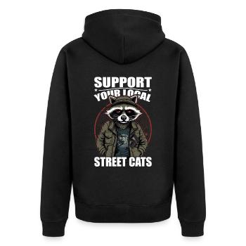 Soutenez votre chat de rue local Opossum de raton laveur - Veste à capuche bio Premium Unisexe - noir - Dos - Nico (187cm)