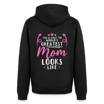 Voici à quoi ressemble la meilleure maman du monde - Fête des mères - Veste à capuche bio Premium Unisexe - noir - Dos - Nico (187cm)