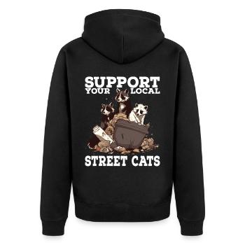 Soutenez votre chat de rue local Opossum de raton laveur - Veste à capuche bio Premium Unisexe - noir - Dos - Nico (187cm)