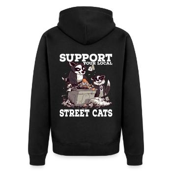 Soutenez votre chat de rue local Opossum de raton laveur - Veste à capuche bio Premium Unisexe - noir - Dos - Nico (187cm)