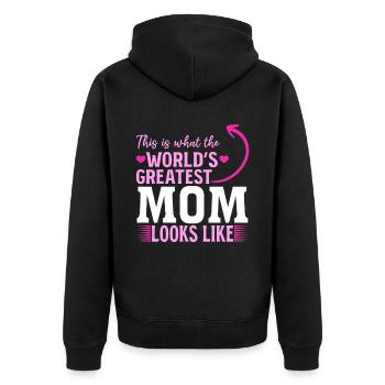 Voici à quoi ressemble la meilleure maman du monde - Fête des mères - Veste à capuche bio Premium Unisexe - noir - Dos - Nico (187cm)