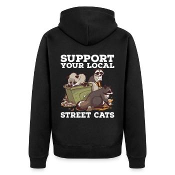 Soutenez votre chat de rue local Opossum de raton laveur - Veste à capuche bio Premium Unisexe - noir - Dos - Nico (187cm)
