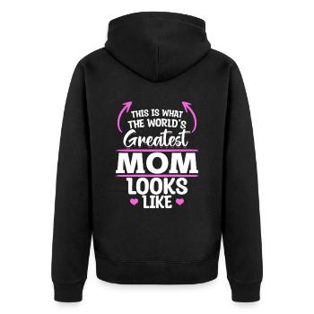 Voici à quoi ressemble la meilleure maman du monde - Fête des mères - Veste à capuche bio Premium Unisexe - noir - Dos - Nico (187cm)