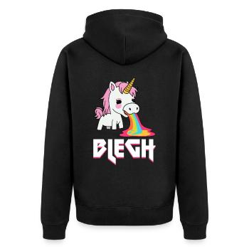 Blegh Heavy Metal Metalcore Unicorn - Unisex Premium Organic Zip Hoodie - black - Back - Nico (187cm)